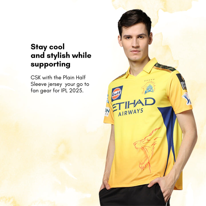 Chennai Super Kings Authentic Fan Jersey IPL 2025 Adult Plain Half Sleeve