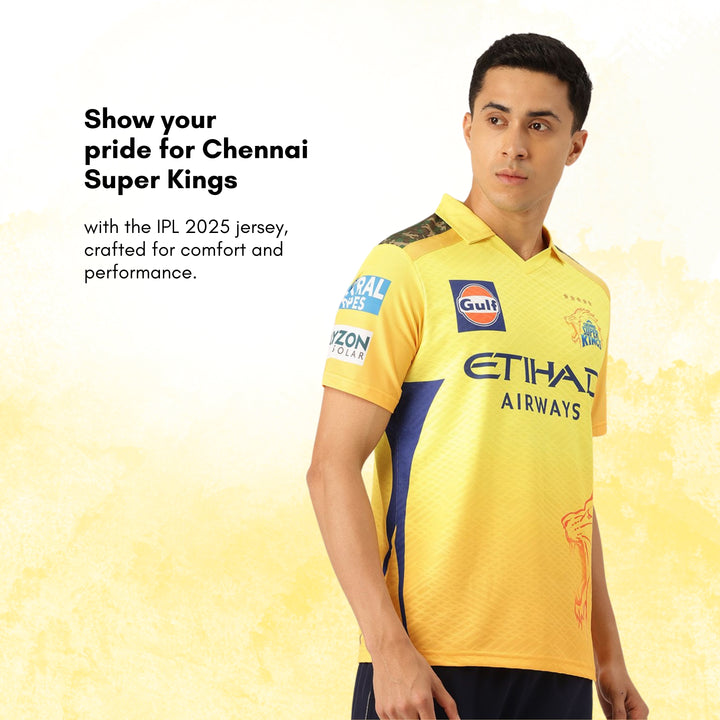 Chennai Super Kings Authentic Match Jersey IPL 2025 Adult Plain Half Sleeve