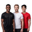 playR Men's Training Tee Pack of 3 Black White Red Quick Dry Sports T-Shirts