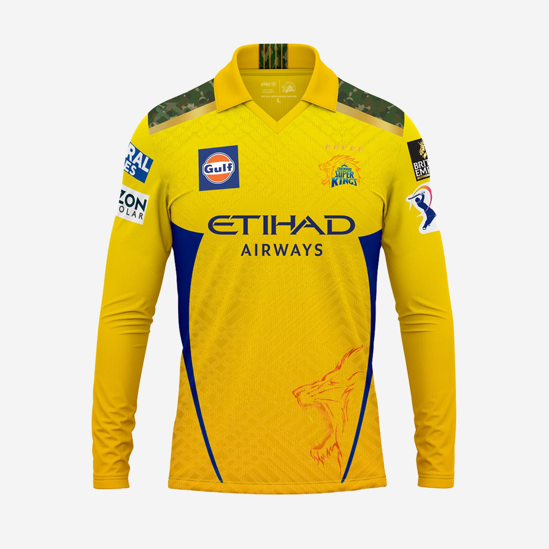 Chennai Super Kings Authentic Match Jersey IPL 2025 Adult Plain Long Sleeve