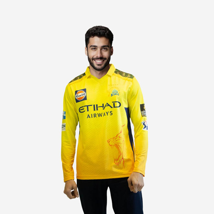 Chennai Super Kings Authentic Match Jersey IPL 2025 Adult Plain Long Sleeve