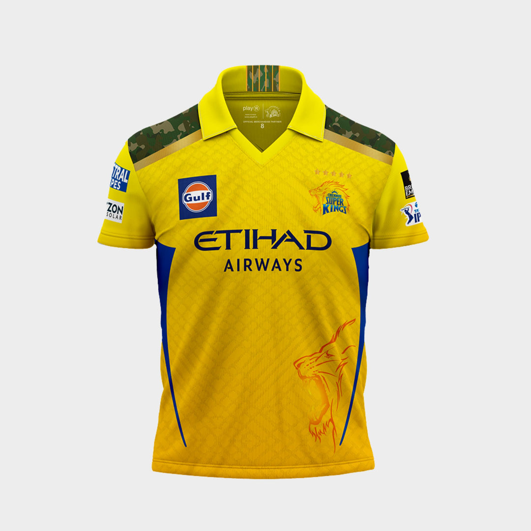 Chennai Super Kings Authentic Match Jersey IPL 2025 Kids Plain Half Sleeve