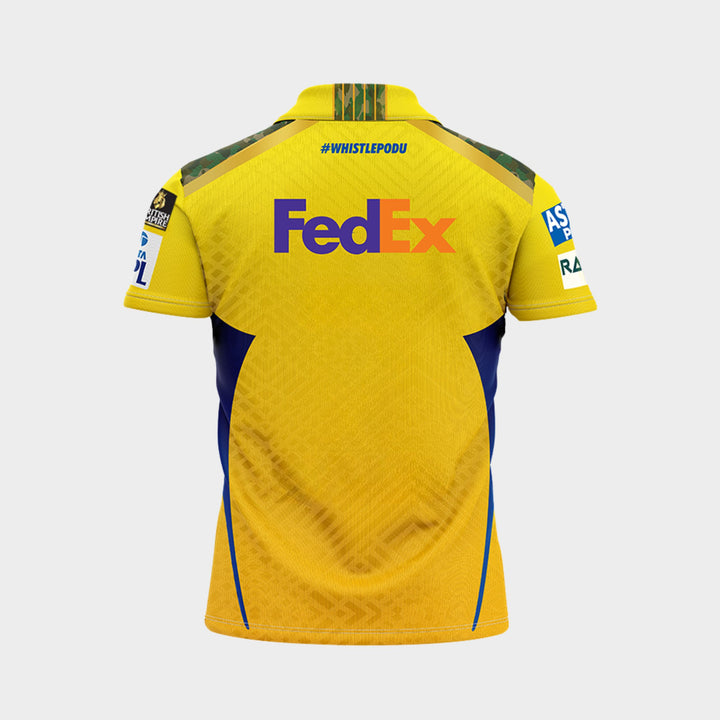 Chennai Super Kings Authentic Match Jersey IPL 2025 Kids Plain Half Sleeve