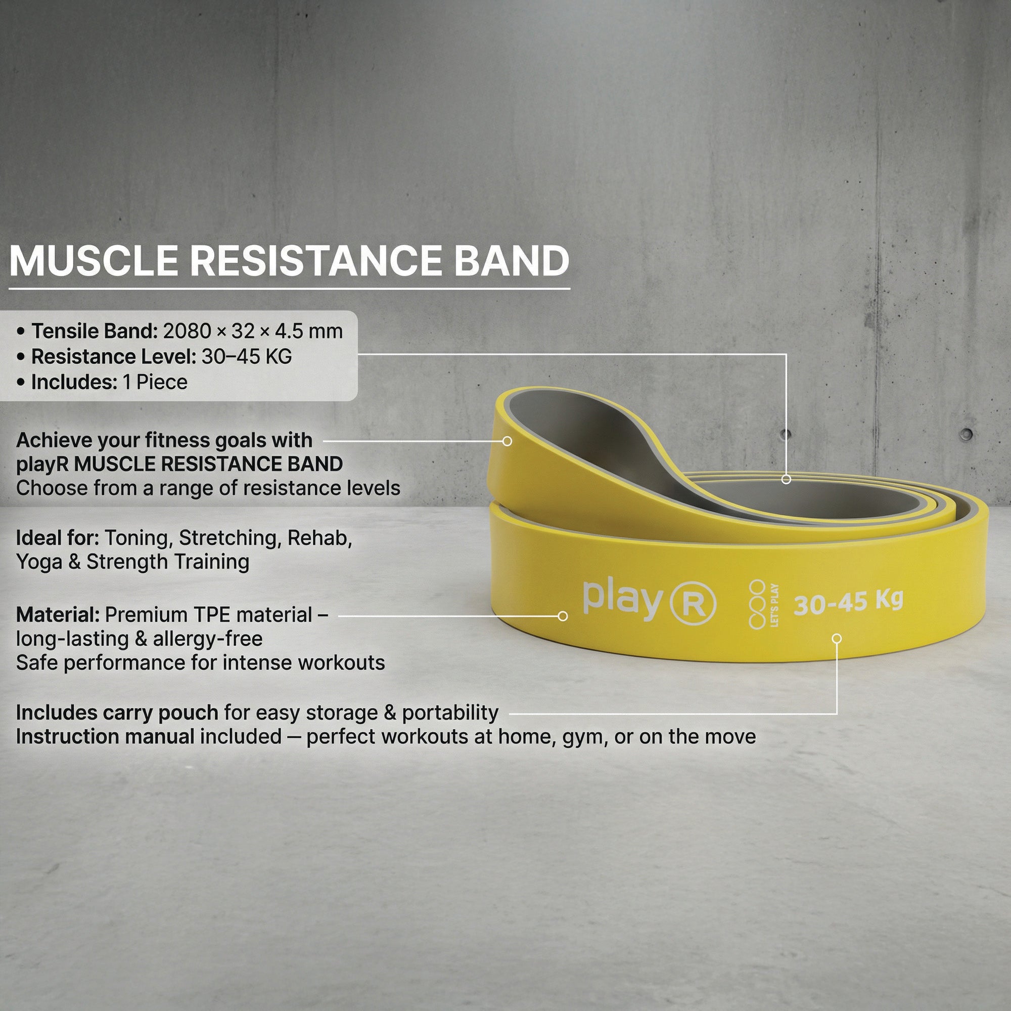 Heavy Muscle Resistance Band Yellow, Red & Green Combo Set of 3 Secondary image