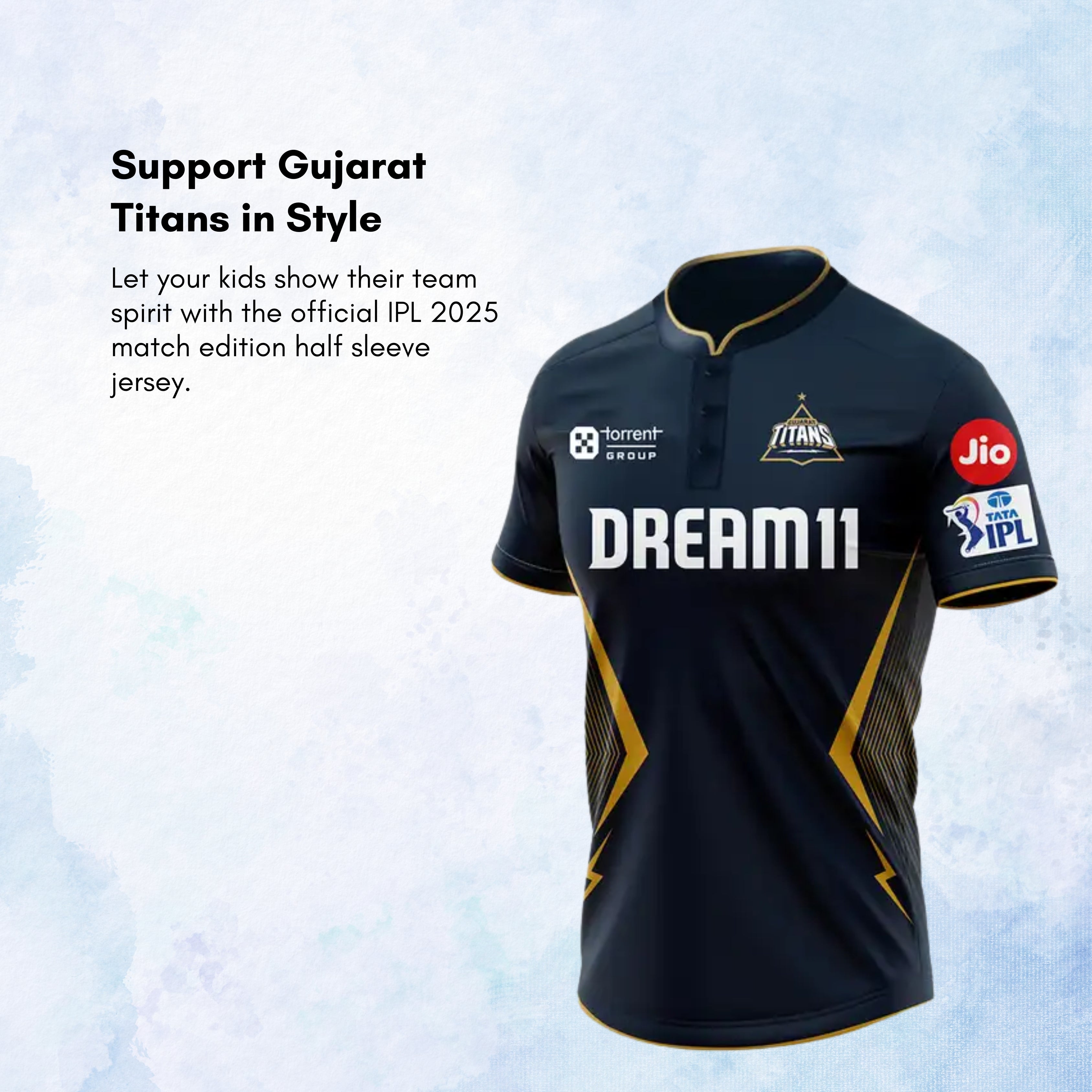 Gujarat Titans Official Match Edition Jersey IPL 2025 Kids Half Sleeve Secondary image