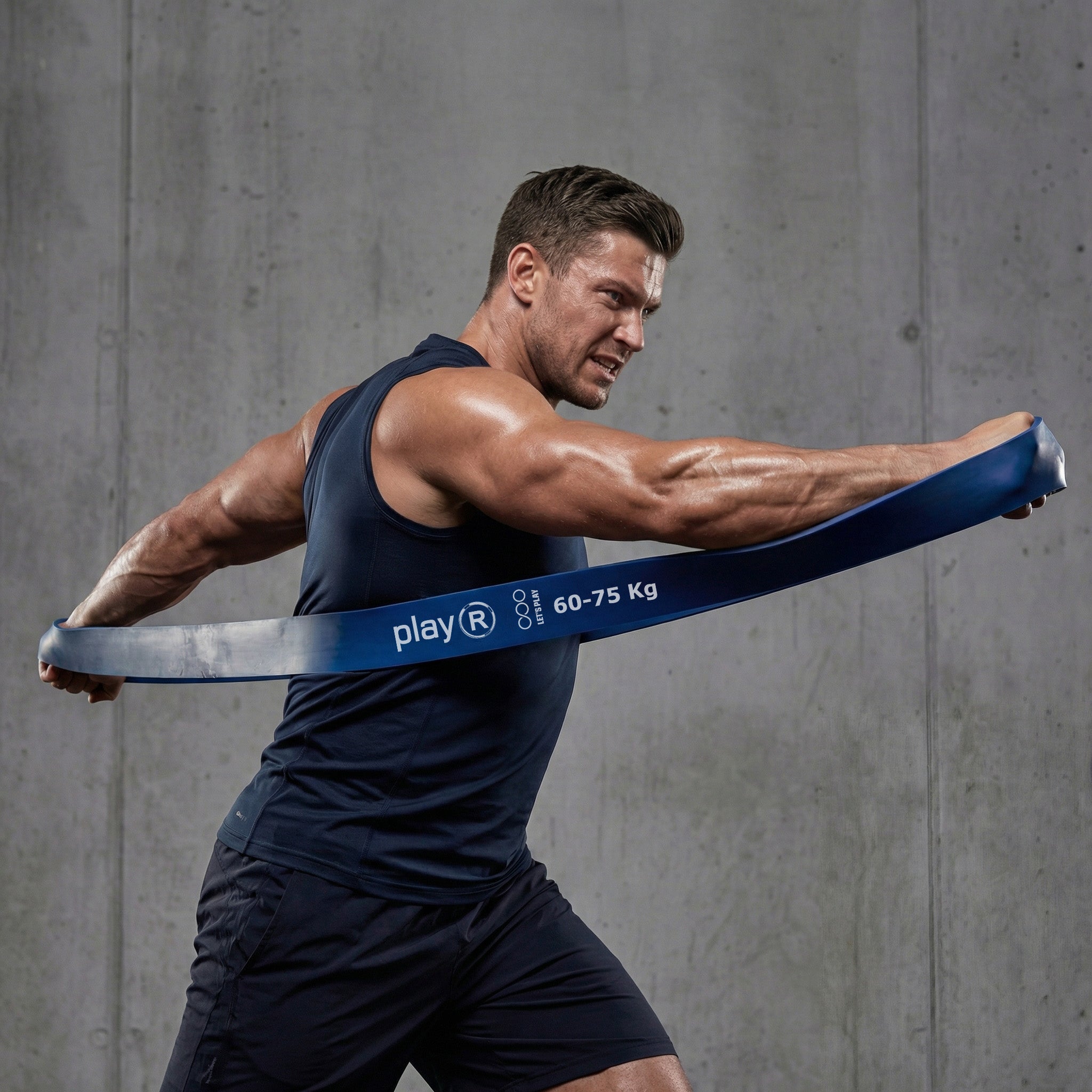 Heavy Muscle Resistance Band Dual Blue Grey color 60-75 Kg Pack of 1 Secondary image