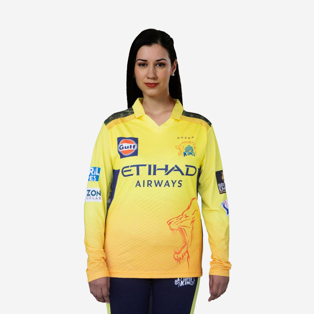 Chennai Super Kings Authentic Match Jersey IPL 2025 Adult Plain Long Sleeve