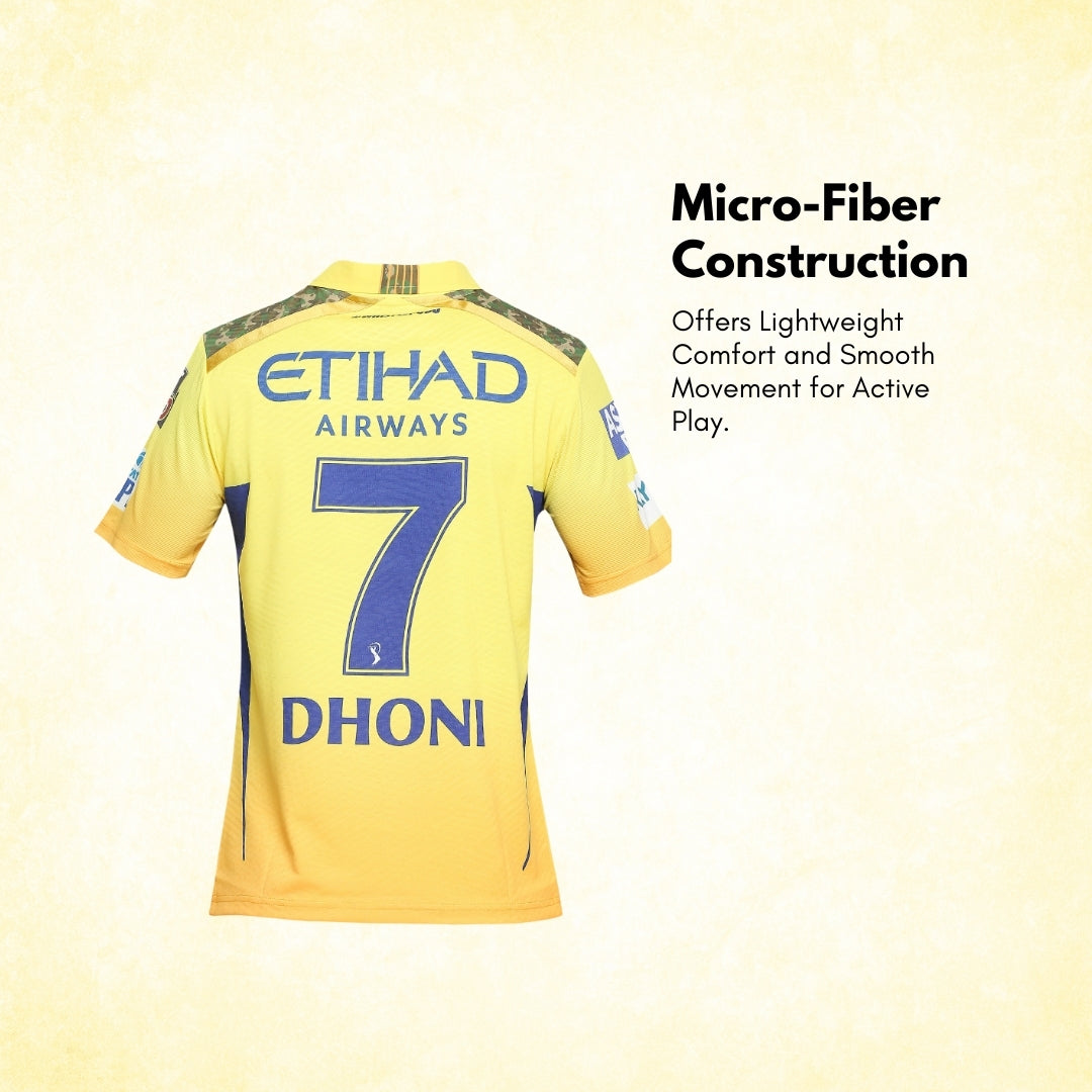 CSK Official Match Jersey - Dhoni 7 - Kids (Half Sleeve)