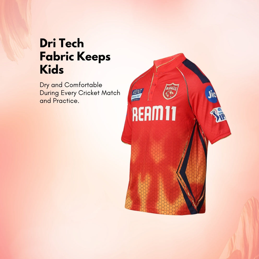 PBKS Official Match Jersey - Plain - Kids 2024 (Half Sleeve)