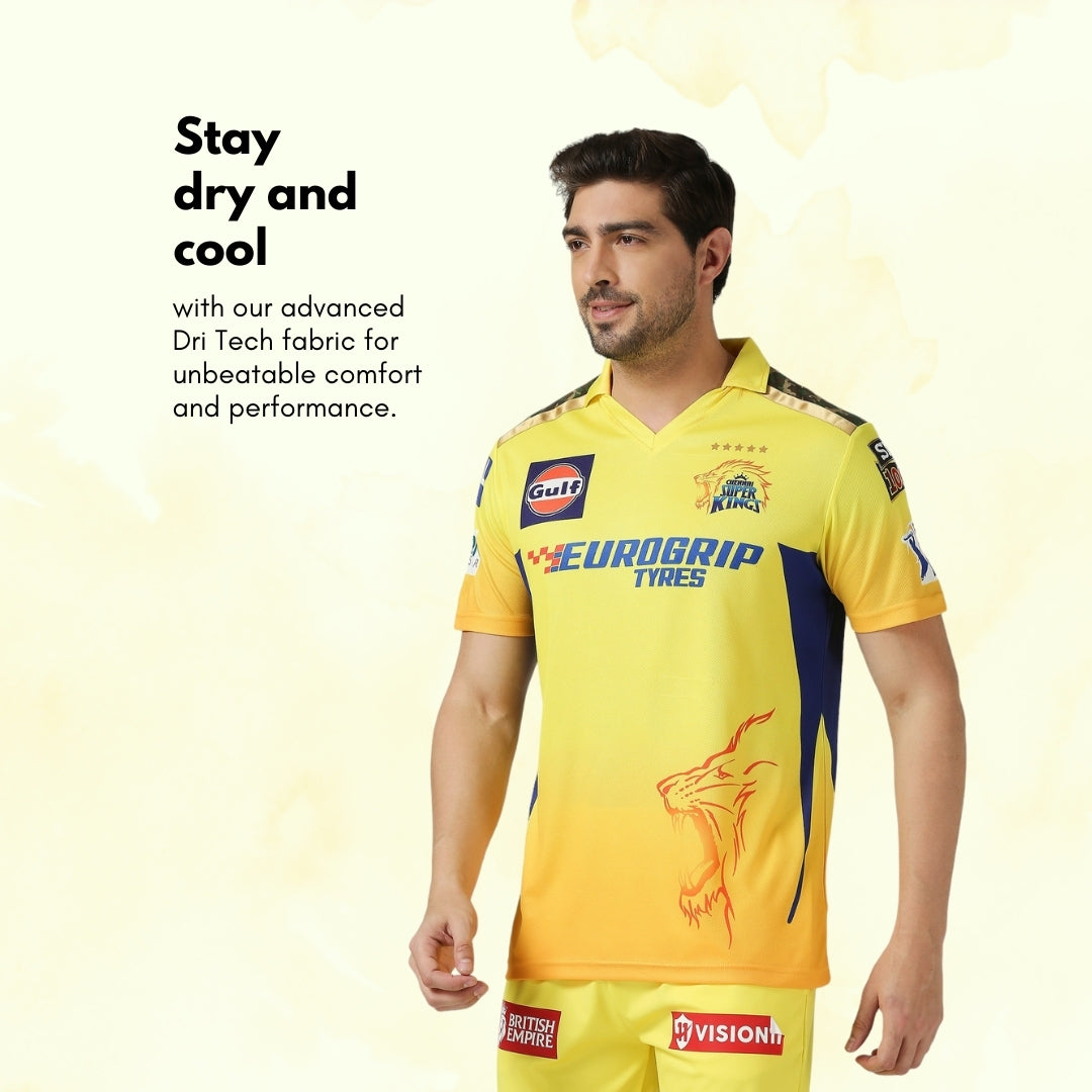 CSK Fan Jersey 2024 - Dhoni 7 (Half Sleeve)