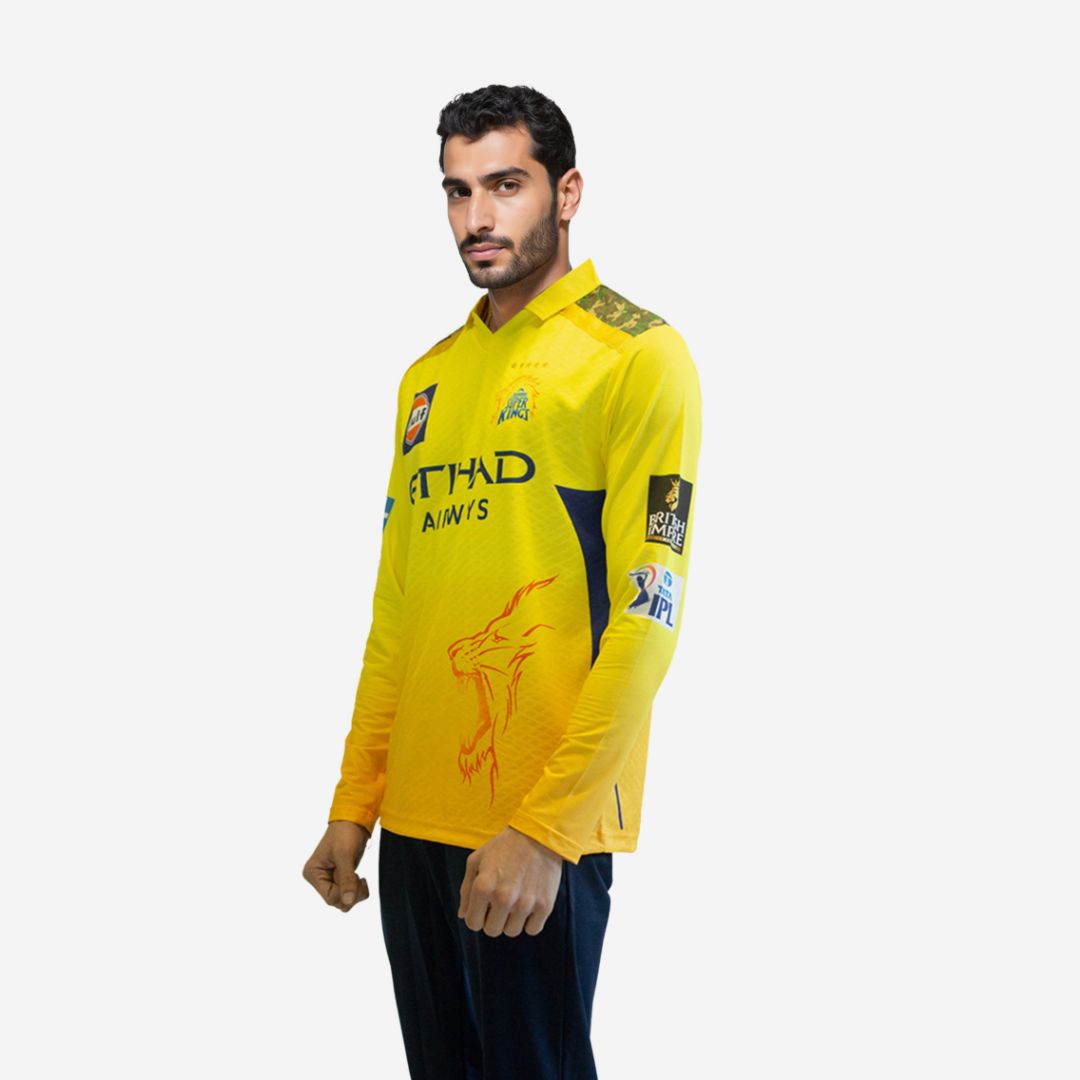 Chennai Super Kings Authentic Match Jersey IPL 2025 Adult Dhoni 7 Long Sleeve