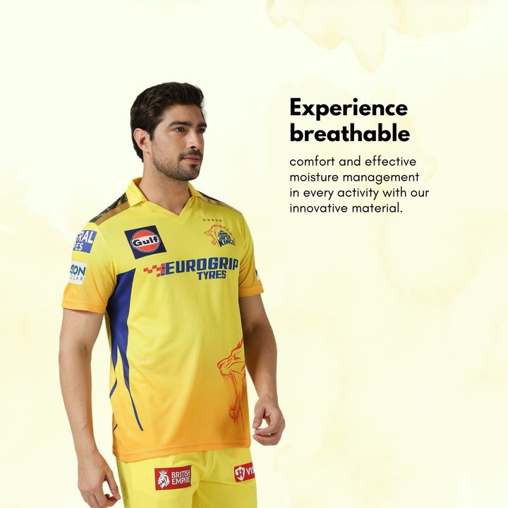 CSK Fan Jersey 2024 - Dhoni 7 (Half Sleeve)