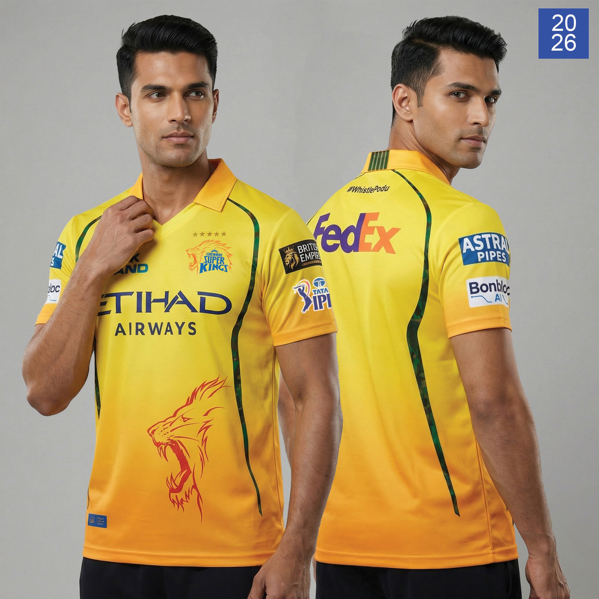 PlayR X Chennai Super Kings Authentic Fan Jersey IPL 2026 Adult Plain playr-x-chennai-super-kings-authentic-fan-jersey-ipl-2026-adult-plain