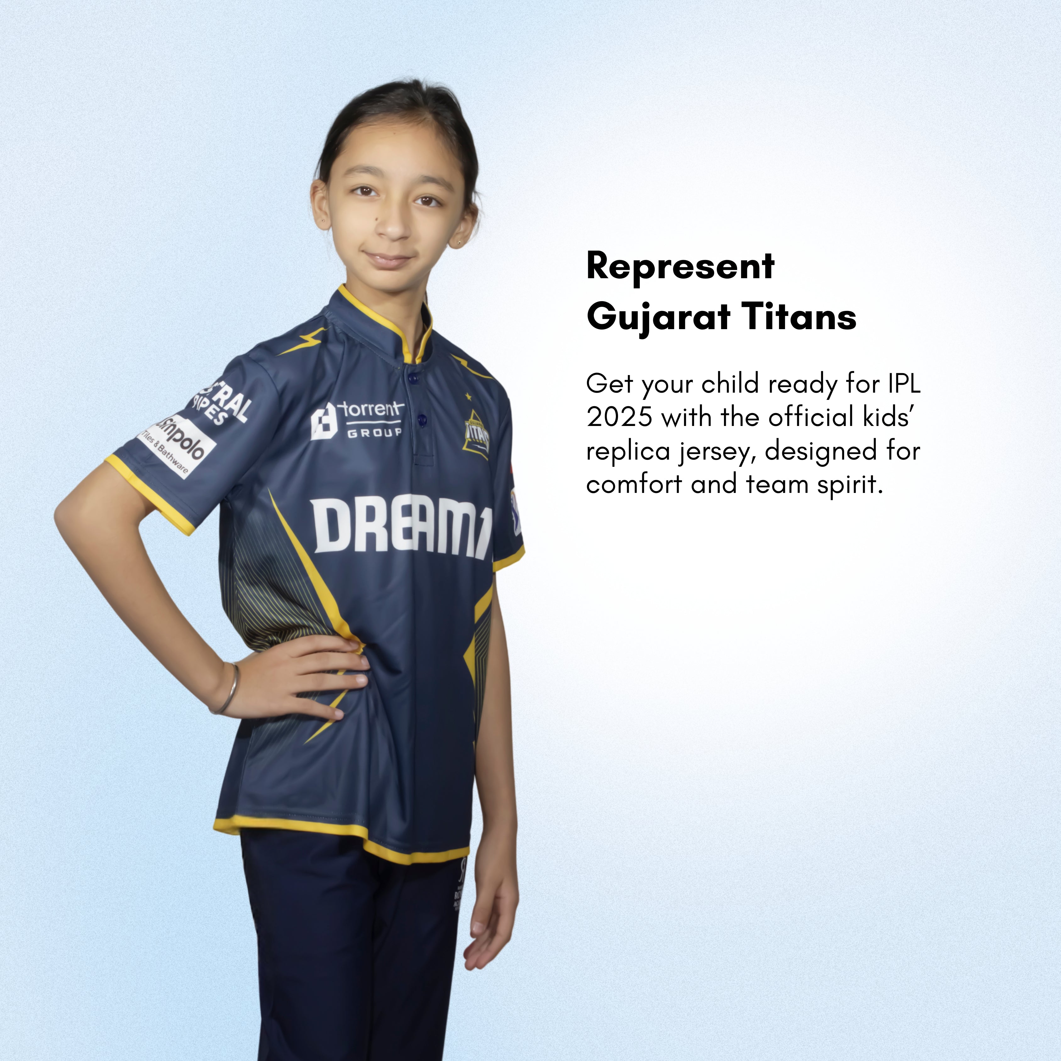 Gujarat Titans Official Replica Jersey IPL 2025 Kids Half Sleeve