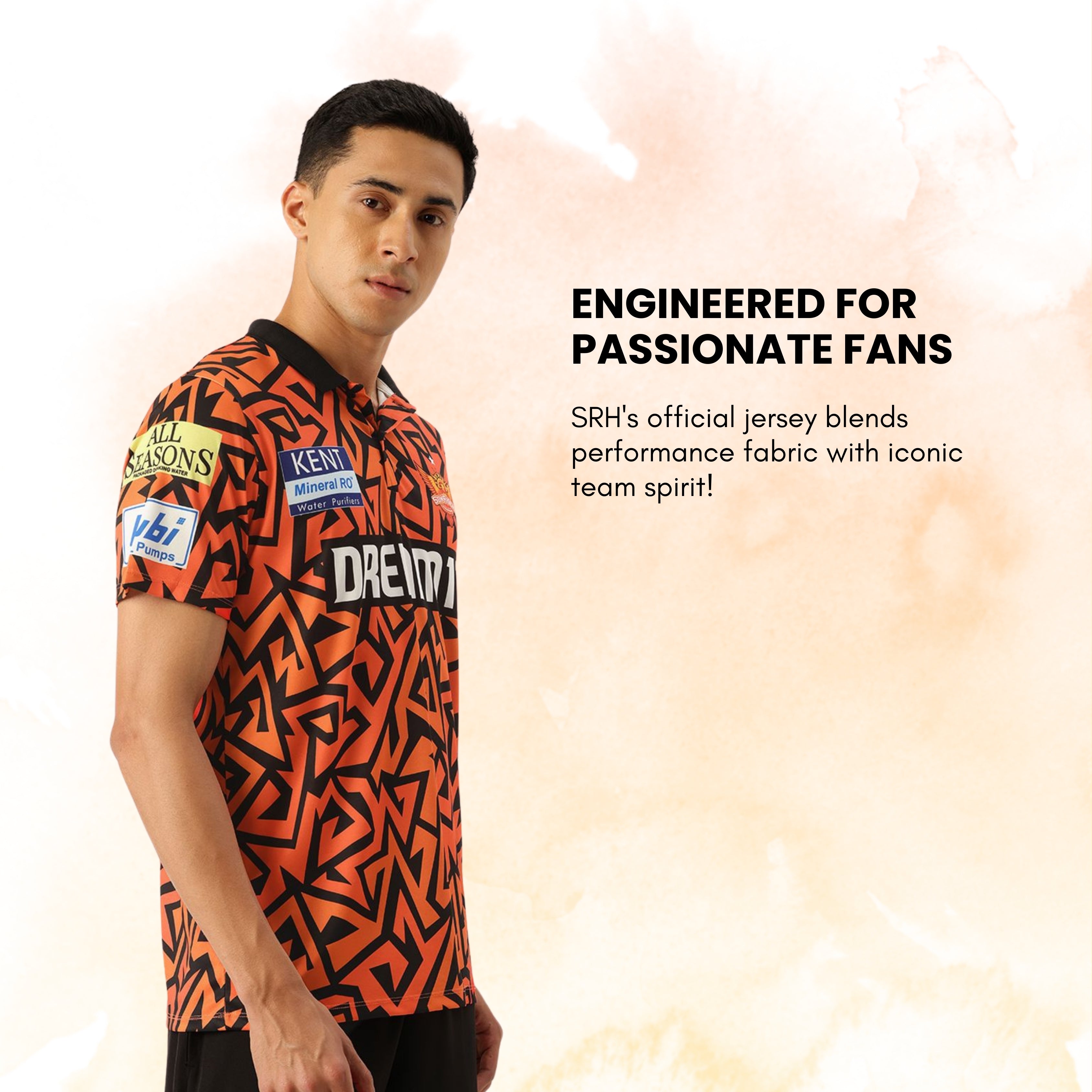 Sunrisers Hyderabad Authentic Fan Jersey IPL 2025 Adult Plain Half Sleeve