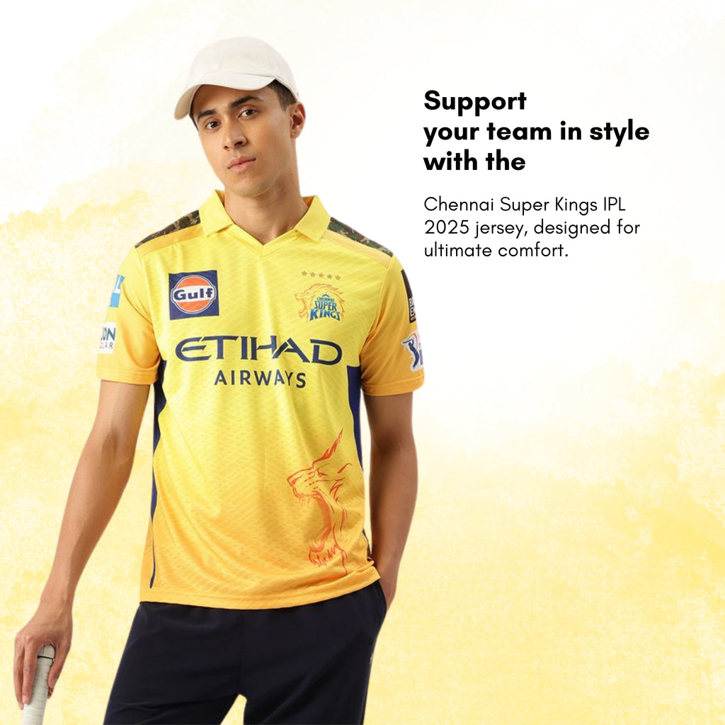 Chennai Super Kings Authentic Match Jersey IPL 2025 Adult Plain Half Sleeve