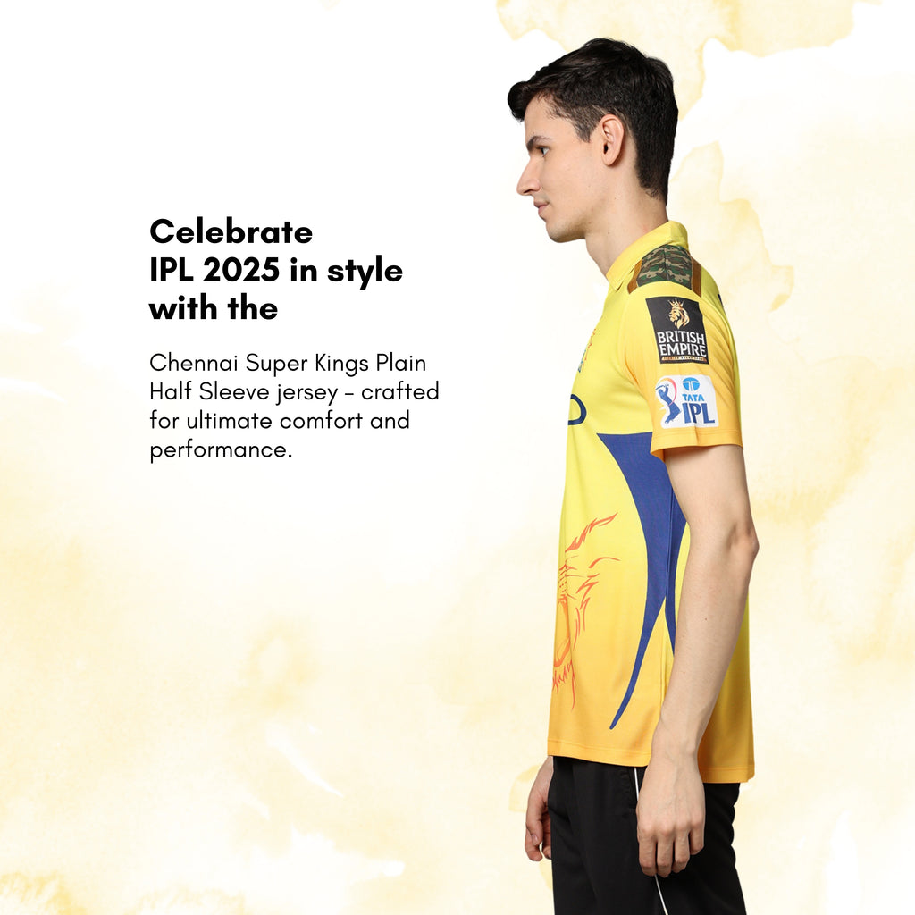 Chennai Super Kings Authentic Fan Jersey IPL 2025 Adult Plain Half Sleeve