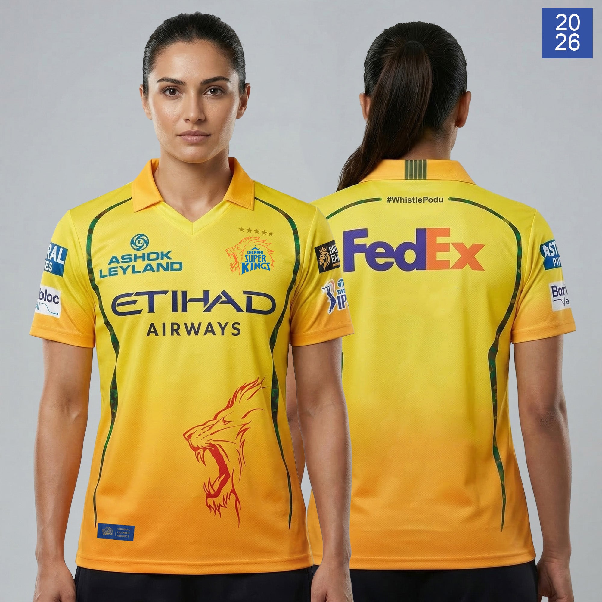 CHENNAI SUPER KINGS AUTHENTIC FAN JERSEY IPL 2026 ADULT PLAIN HALF SLEEVE Secondary image
