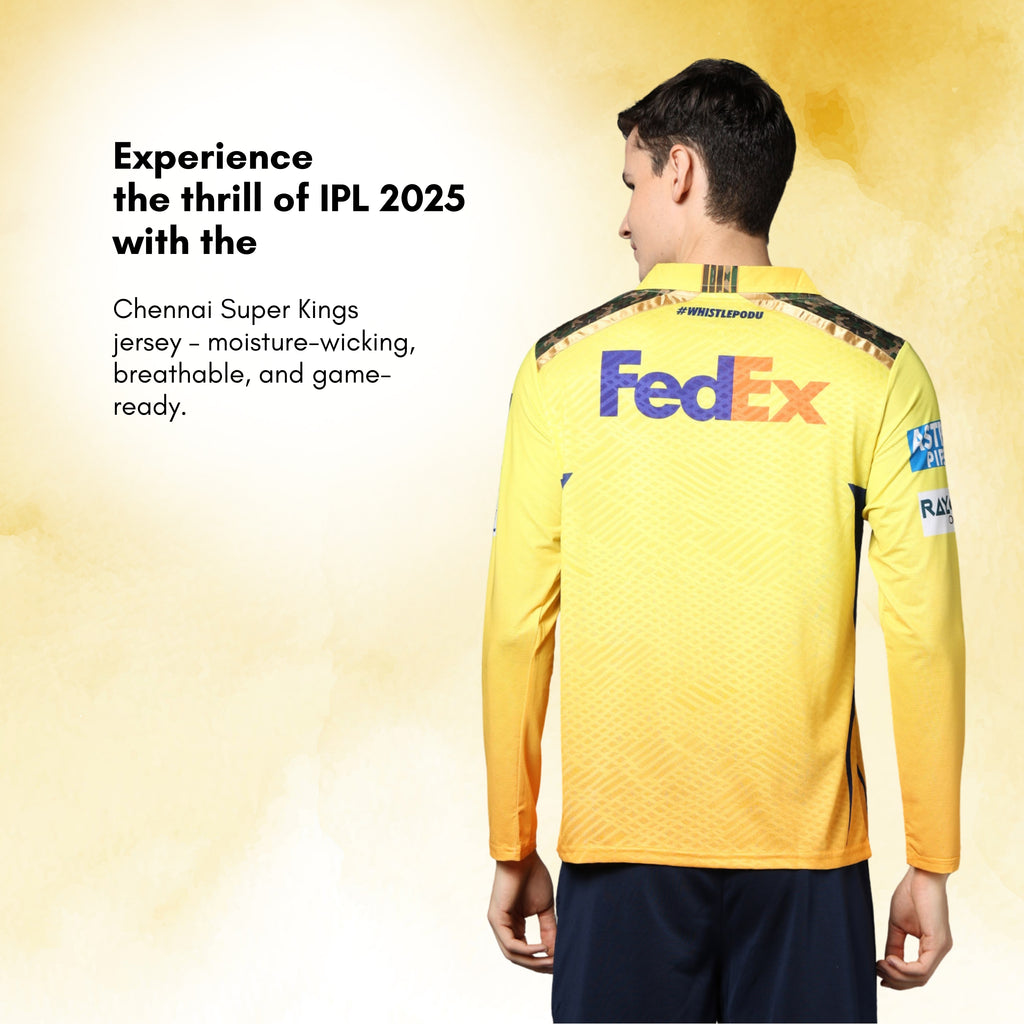 Chennai Super Kings Authentic Match Jersey IPL 2025 Adult Plain Long Sleeve