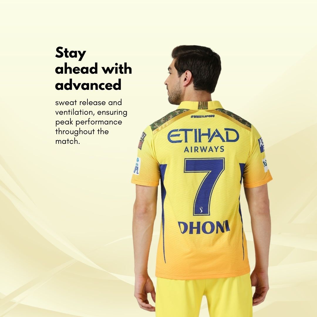 CSK Official Match Jersey 2024 - Dhoni 7 (Half Sleeve)