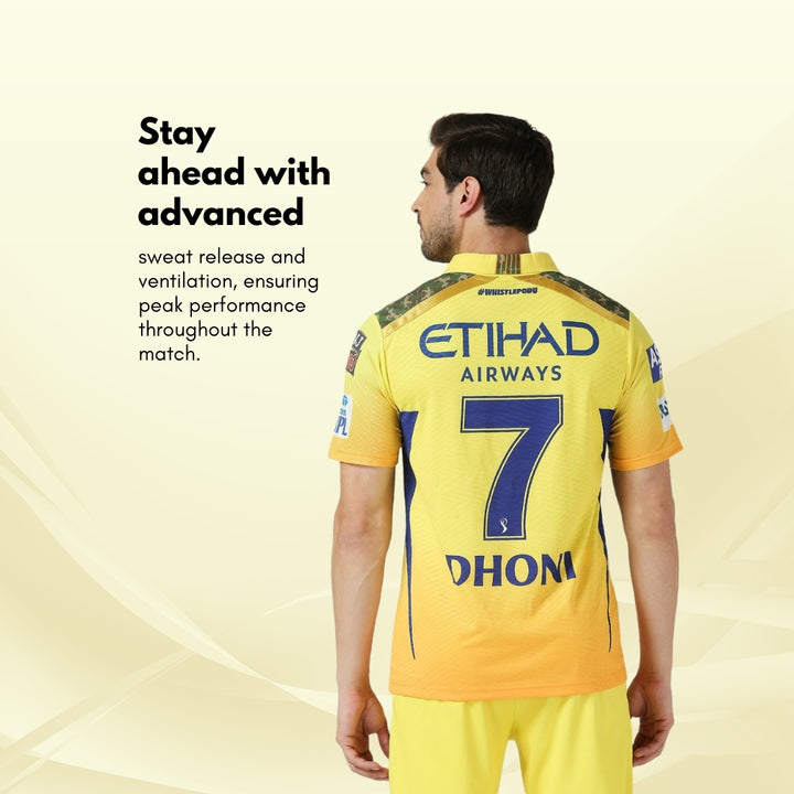 CSK Official Match Jersey 2024 - Dhoni 7 (Half Sleeve)