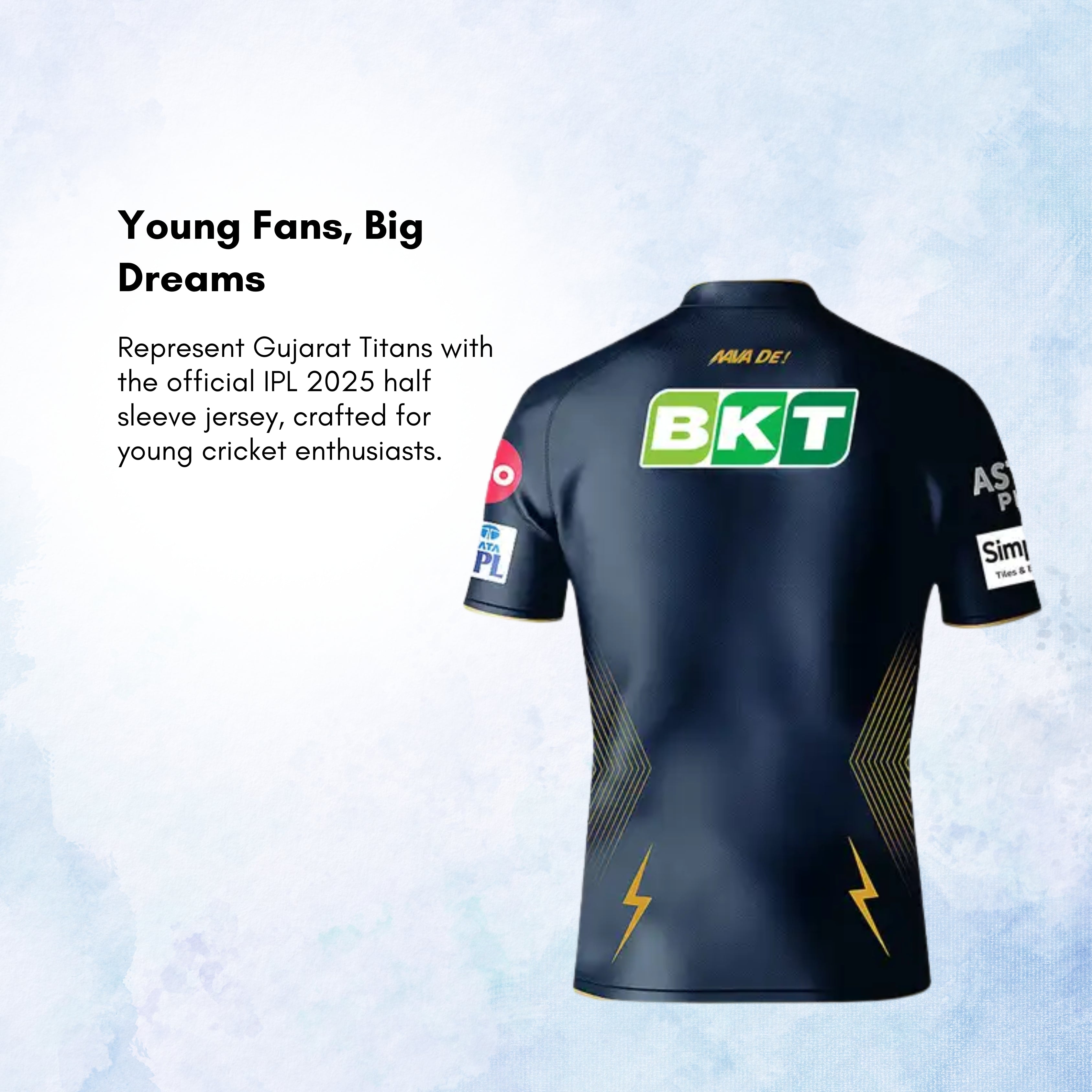 Gujarat Titans Official Match Edition Jersey IPL 2025 Kids Half Sleeve