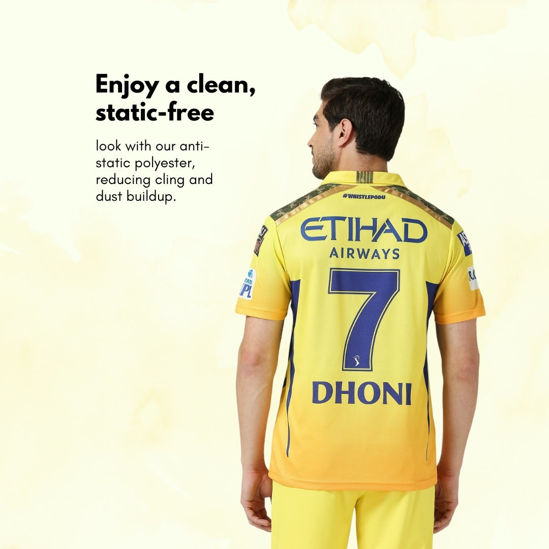 CSK Fan Jersey 2024 - Dhoni 7 (Half Sleeve)