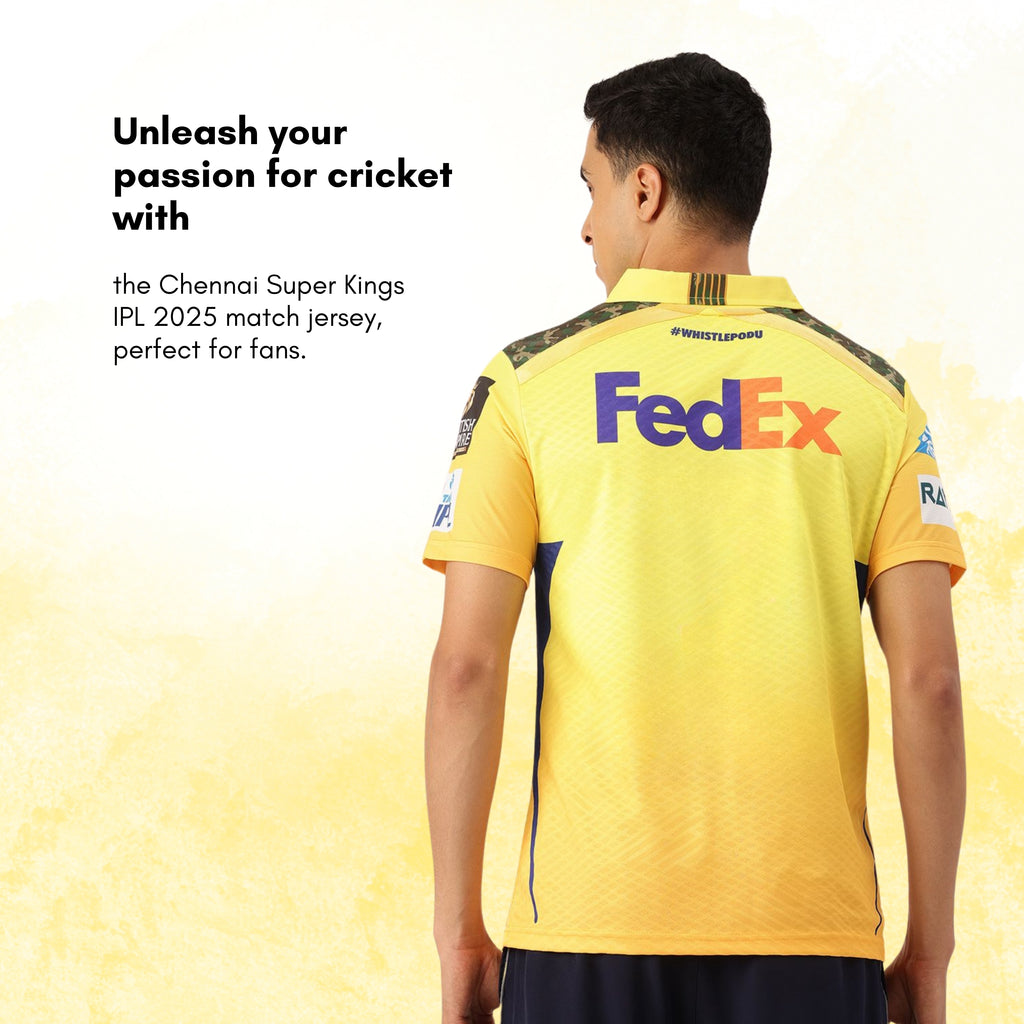 Chennai Super Kings Authentic Match Jersey IPL 2025 Adult Plain Half Sleeve