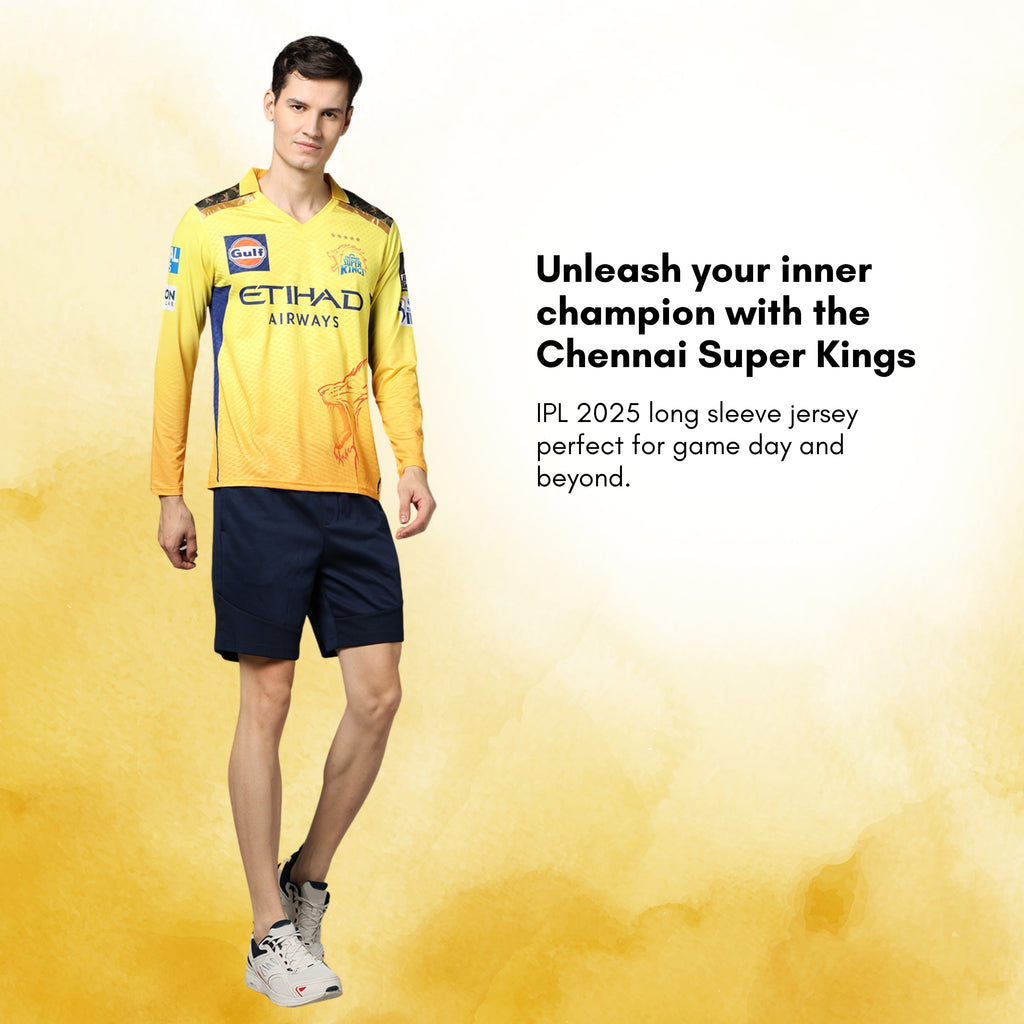 Chennai Super Kings Authentic Match Jersey IPL 2025 Adult Plain Long Sleeve