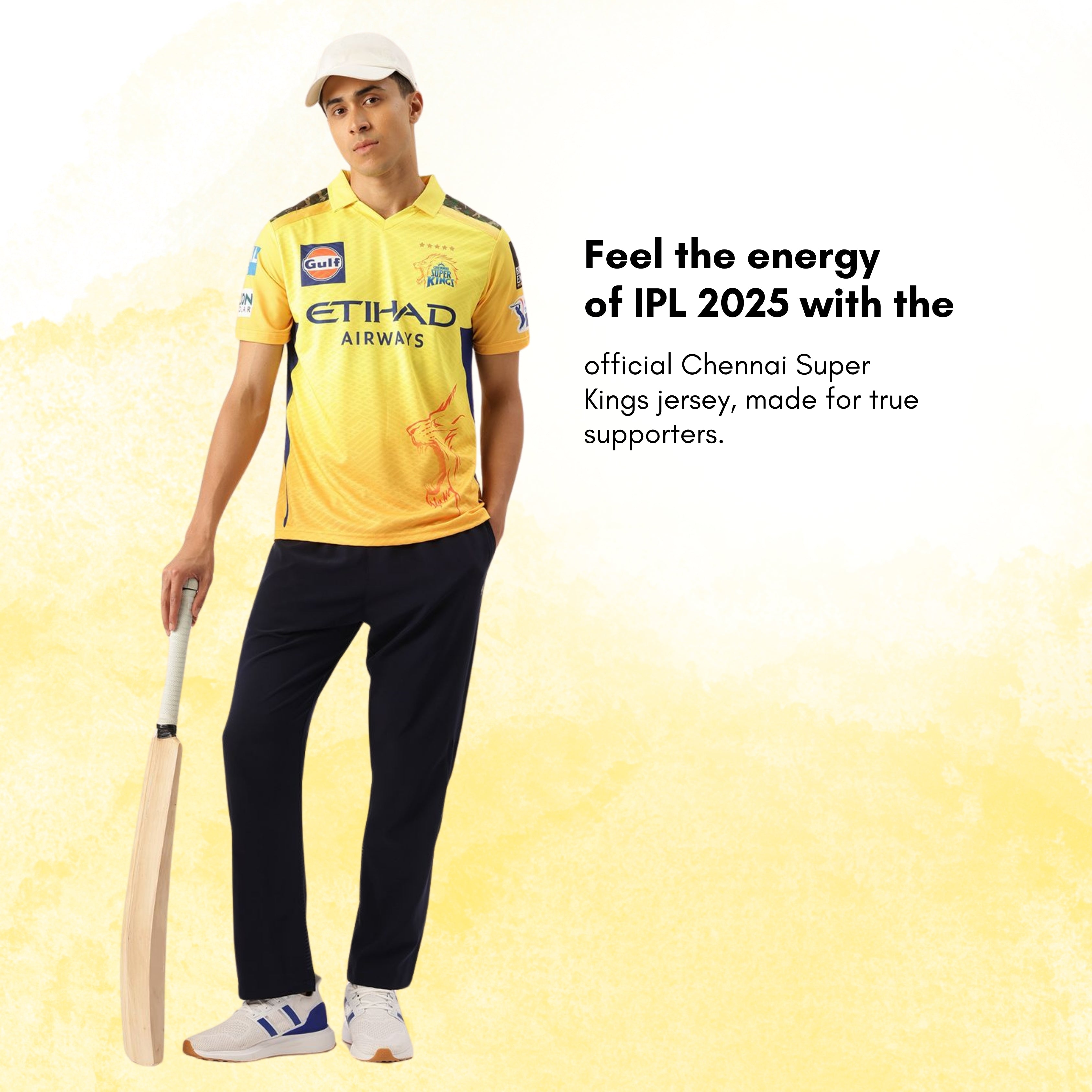 Chennai Super Kings Authentic Match Jersey IPL 2025 Adult Plain Half Sleeve