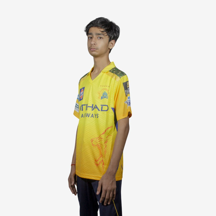 Chennai Super Kings Authentic Match Jersey IPL 2025 Kids Plain Half Sleeve