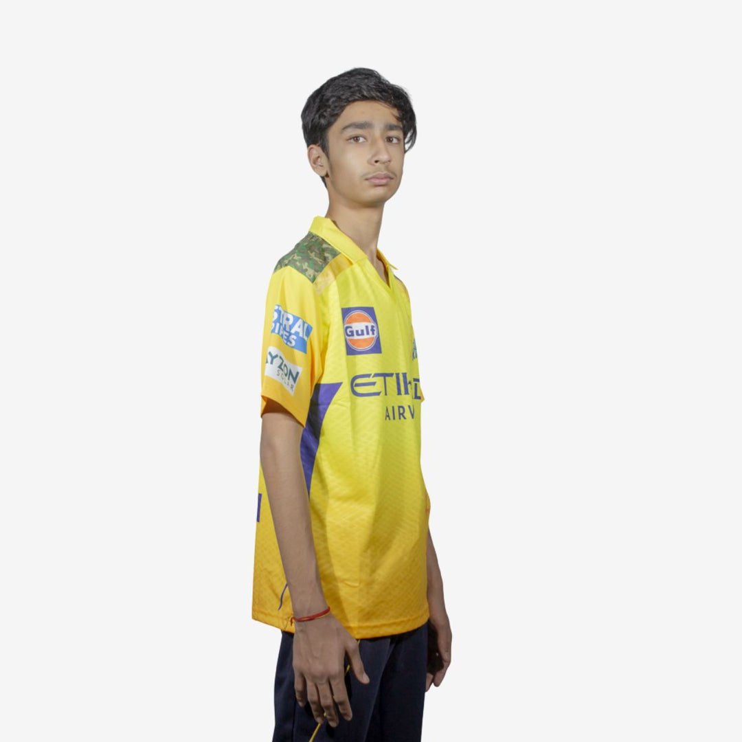 Chennai Super Kings Authentic Match Jersey IPL 2025 Kids Plain Half Sleeve