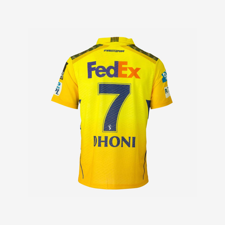 Chennai Super Kings Authentic Match Jersey IPL 2025 Kids Dhoni 7 Half Sleeve