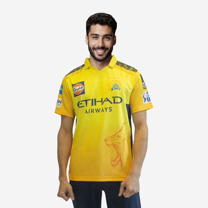 Chennai Super Kings Authentic Match Jersey IPL 2025 Adult Plain Half Sleeve