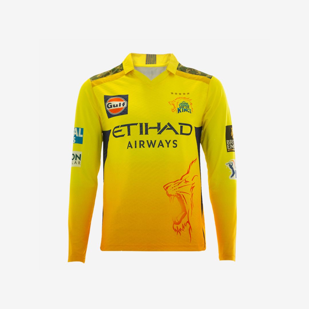 Chennai Super Kings Authentic Match Jersey IPL 2025 Adult Dhoni 7 Long Sleeve