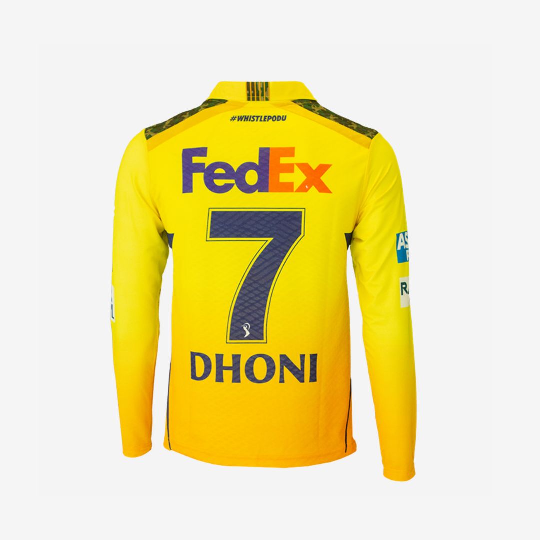 Chennai Super Kings Authentic Match Jersey IPL 2025 Adult Dhoni 7 Long Sleeve