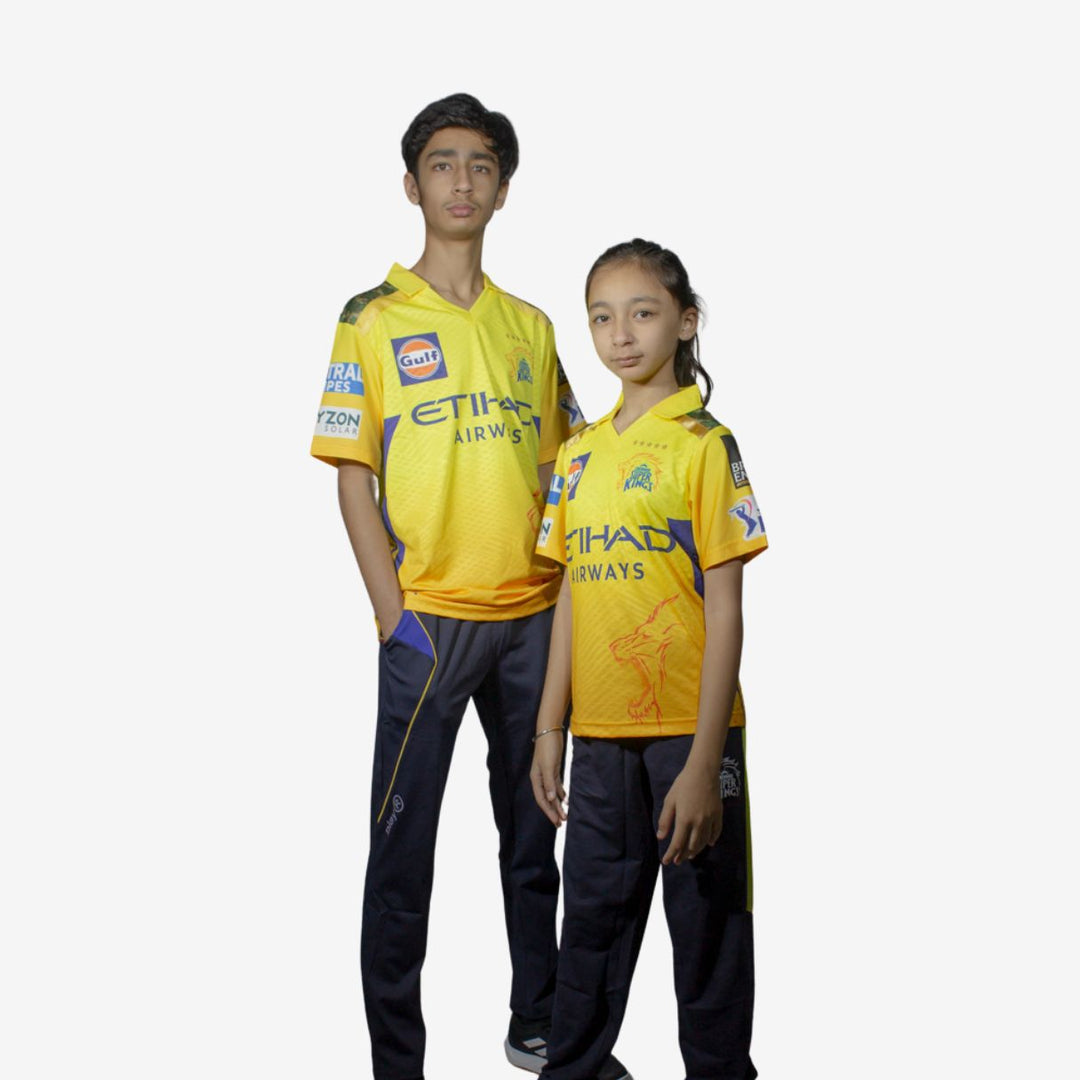 Chennai Super Kings Authentic Match Jersey IPL 2025 Kids Plain Half Sleeve