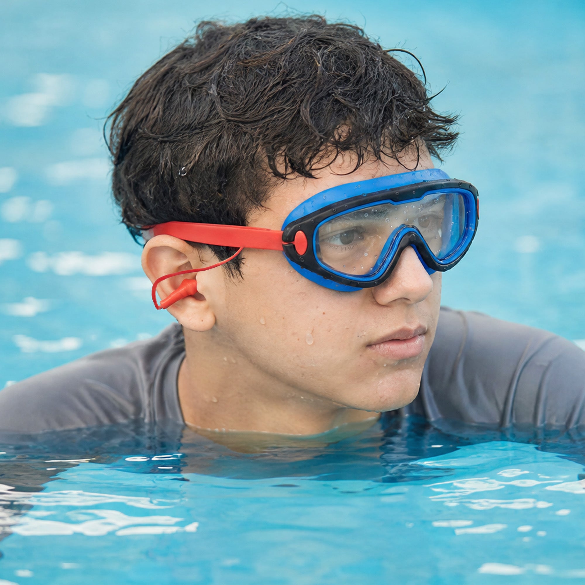 Kids Swimming Silicone PolyCarbonate Goggles Mask Essentials UV Protection Anti Fog — Pink Blue