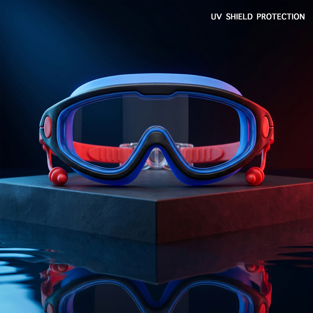 Kids Swimming Silicone PolyCarbonate Goggles Mask Essentials UV Protection Anti Fog — Pink Blue