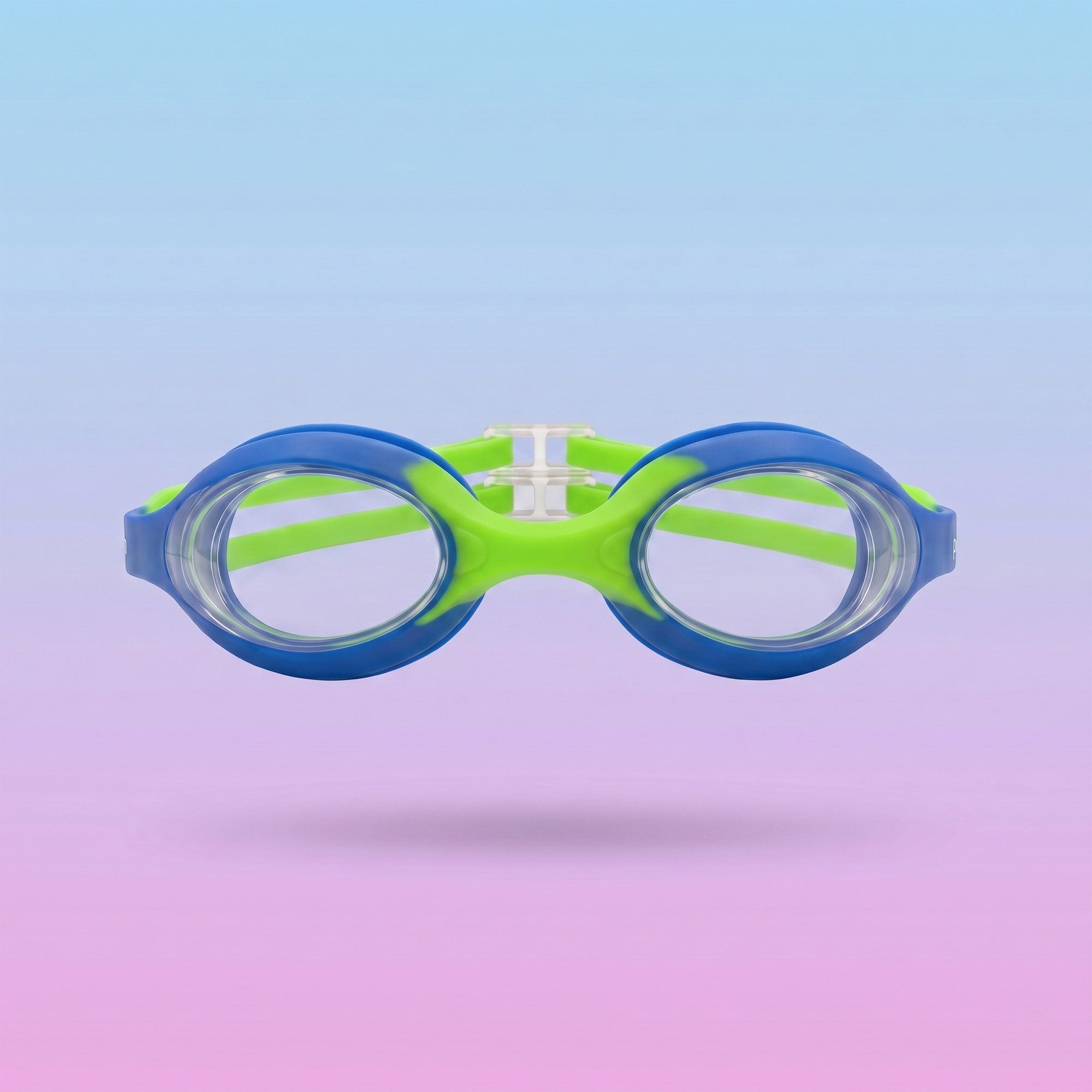 Kids Swimming Silicone Polycarbonate Goggles Essentials UV Protection Anti Fog — Green Blue Secondary image
