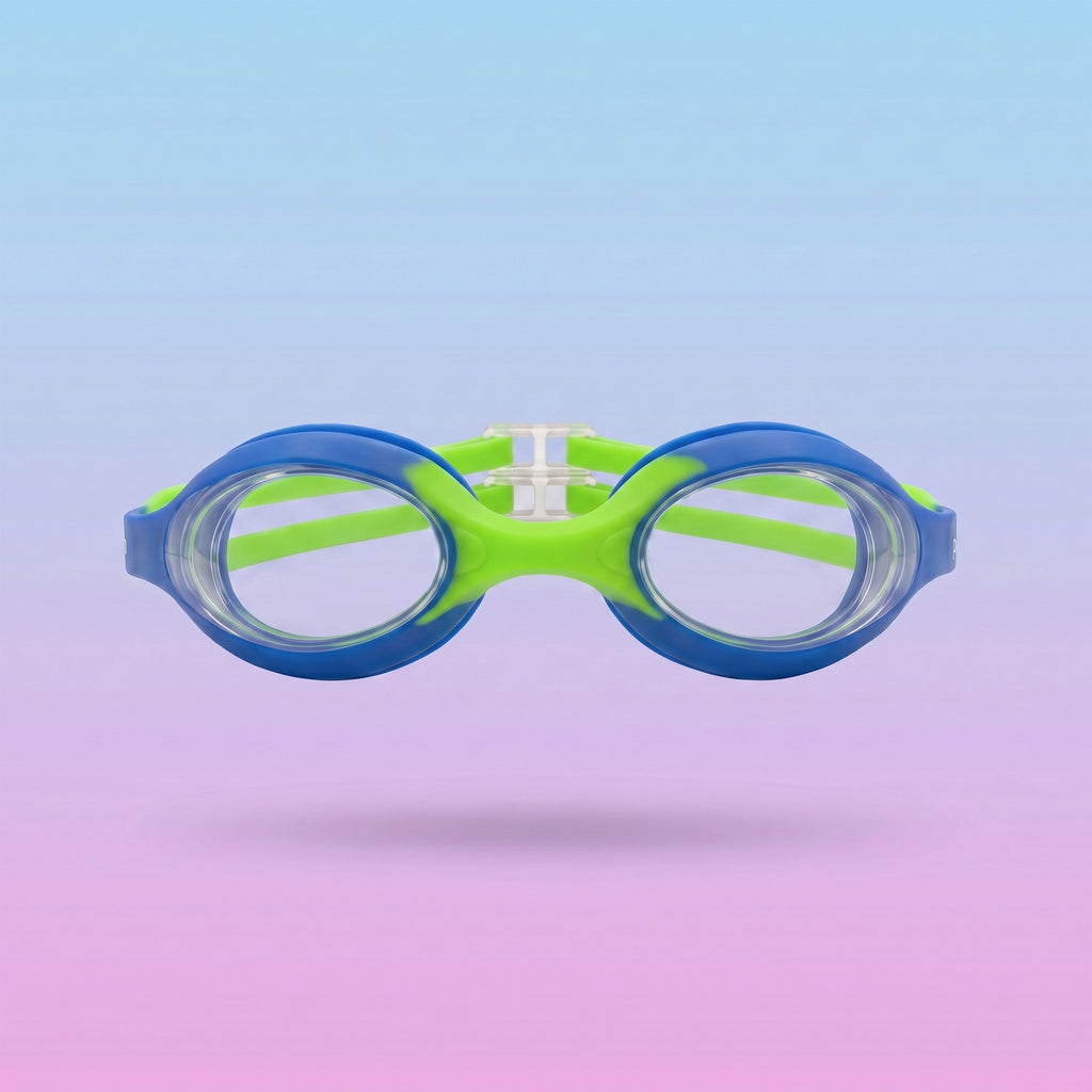Kids Swimming Silicone Polycarbonate Goggles Essentials UV Protection Anti Fog — Green Blue