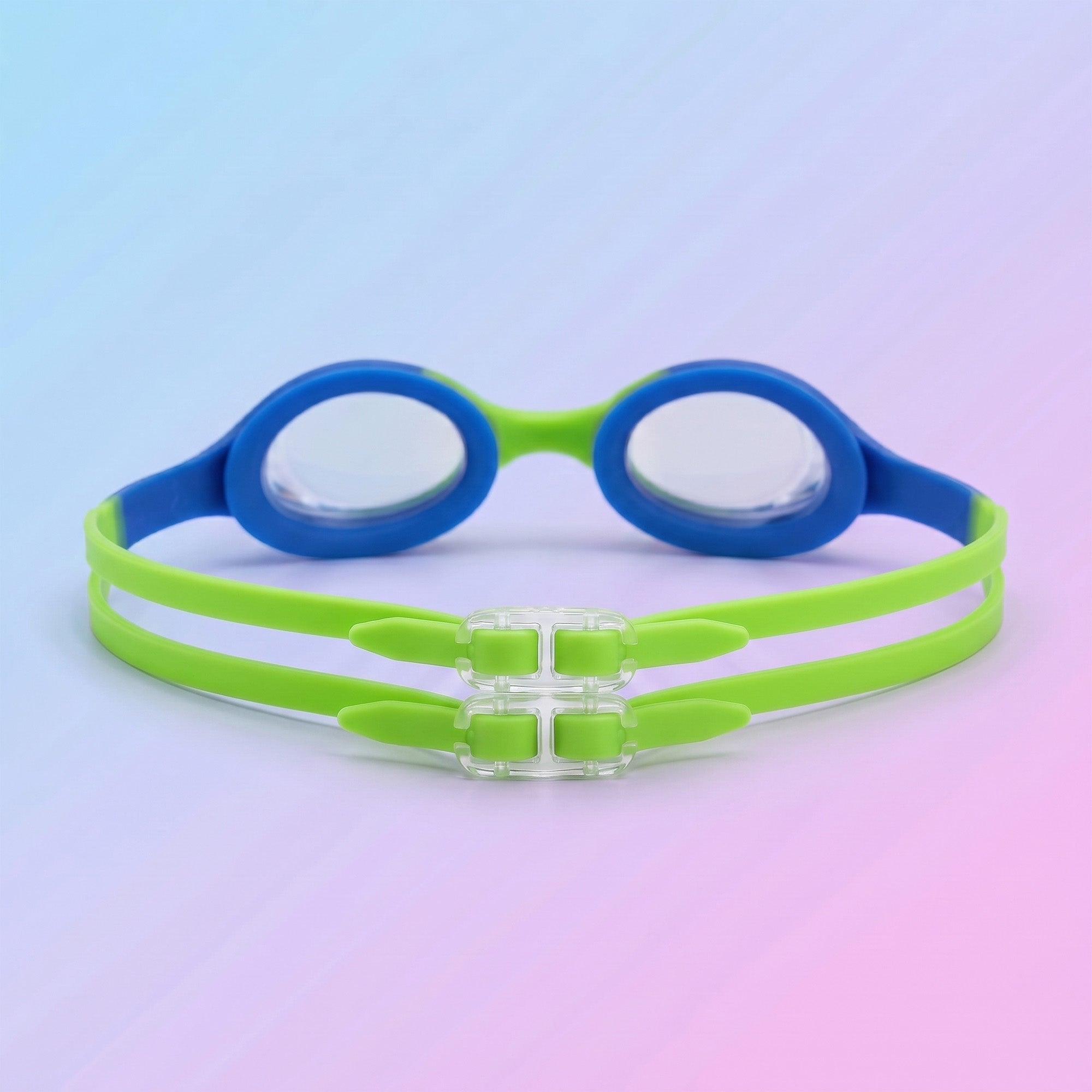 Kids Swimming Silicone Polycarbonate Goggles Essentials UV Protection Anti Fog — Green Blue