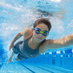 Kids Swimming Silicone Polycarbonate Goggles Essentials UV Protection Anti Fog — Green Blue