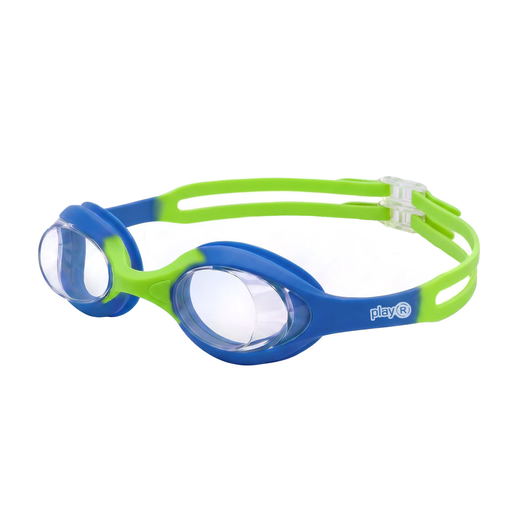 Kids Swimming Silicone Polycarbonate Goggles Essentials UV Protection Anti Fog — Green Blue