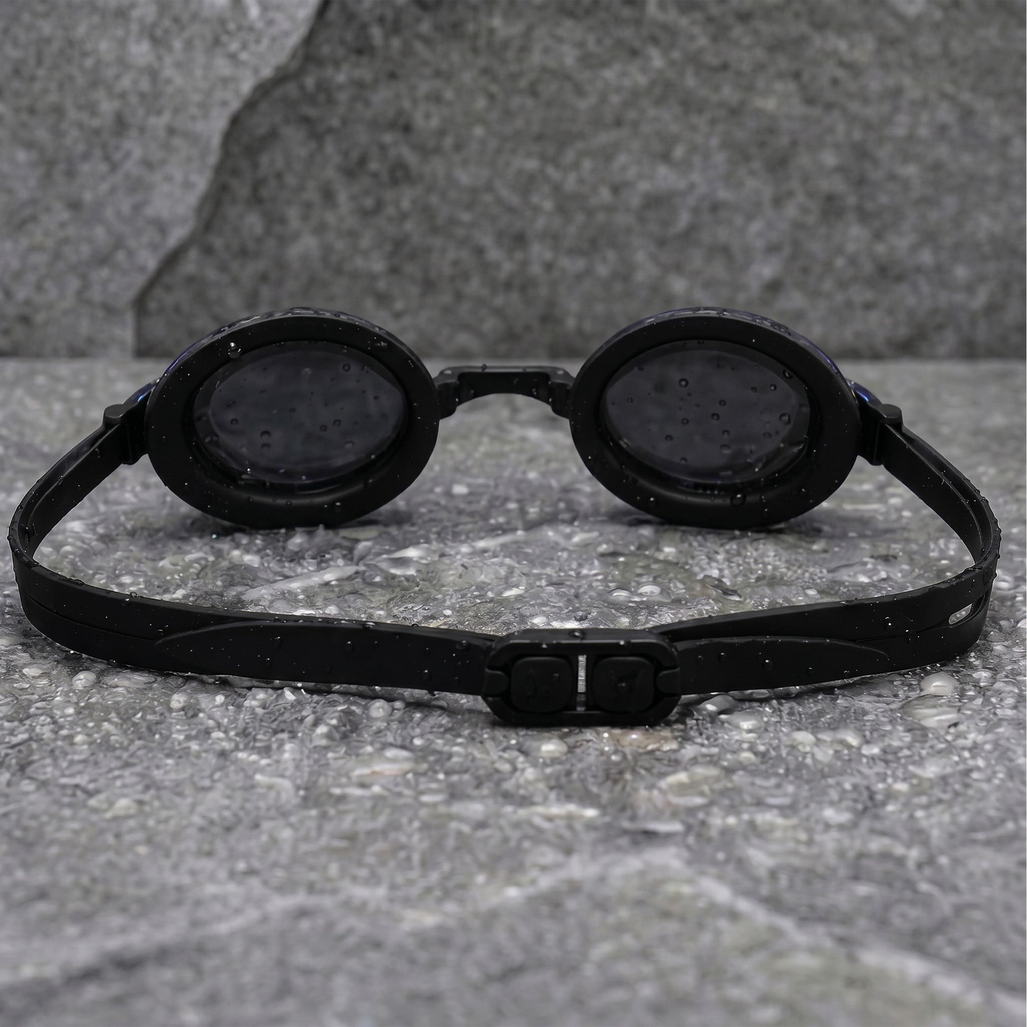 Adult Swimming Silicone PolyCarbonate Electroplated Goggles Professional UV Protection Anti Fog — Blue Black