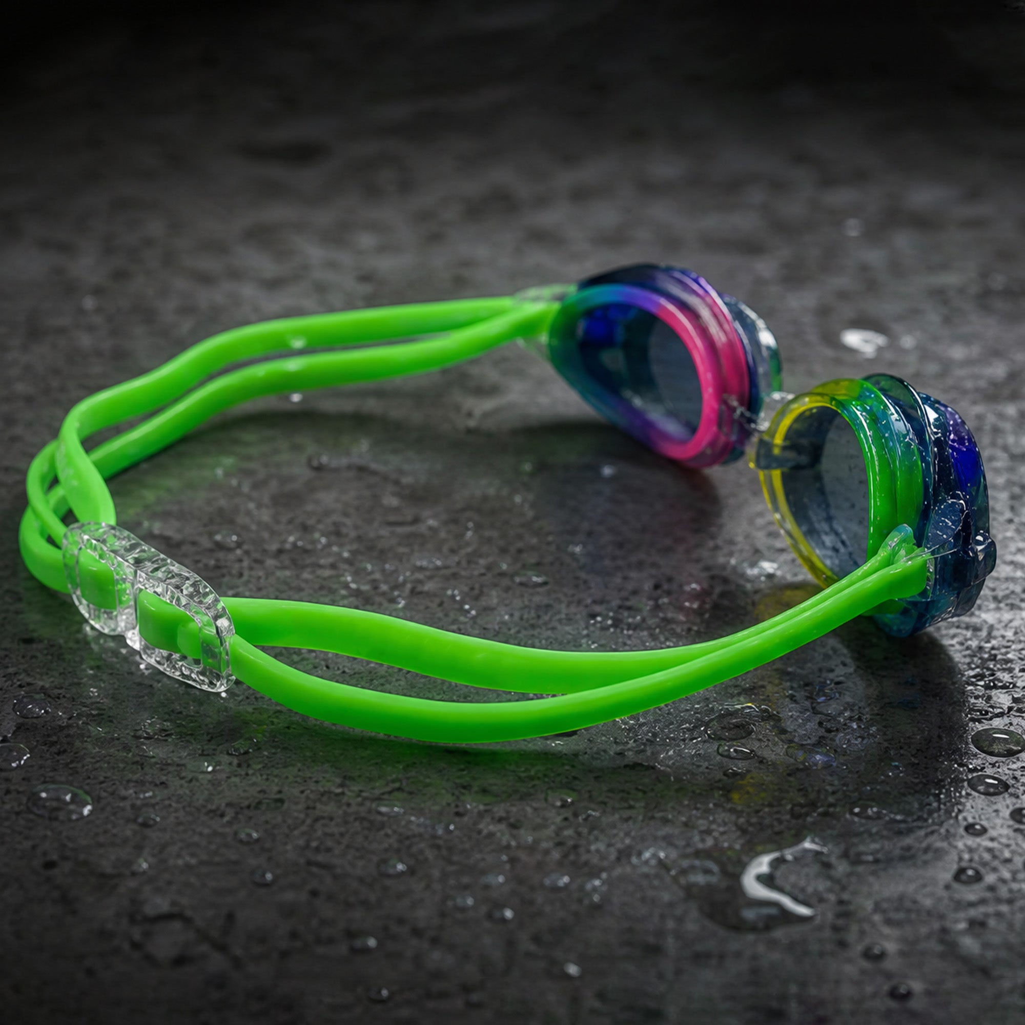 Adult Swimming Silicone PolyCarbonate Electroplated Goggles Professional UV Protection Anti Fog — Blue Green Secondary image