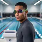 Adult Swimming Silicone PolyCarbonate Electroplated Goggles Professional UV Protection Anti Fog — Blue Green