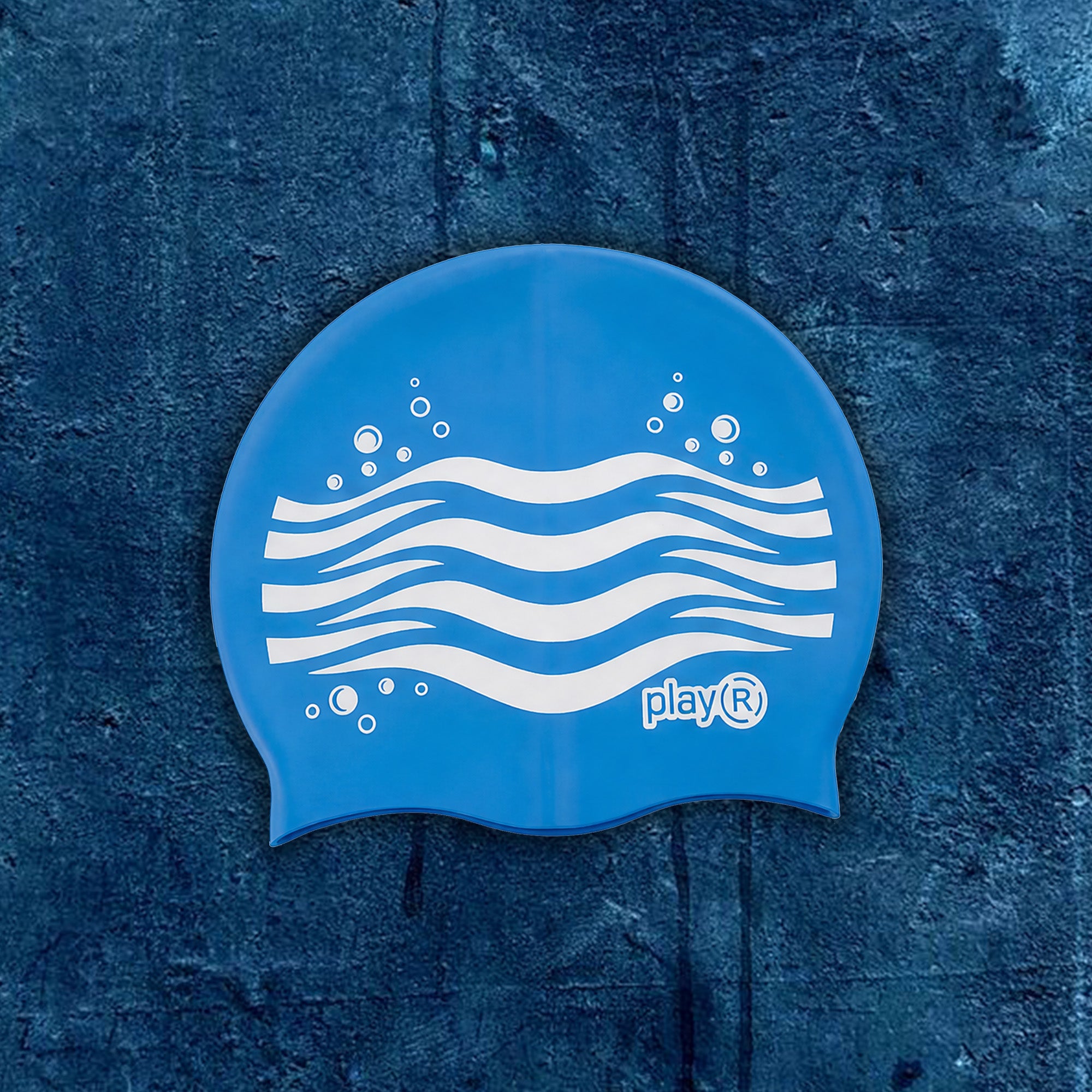 Kids Swimming Silicone Cap Wave Essentials — Blue Main image