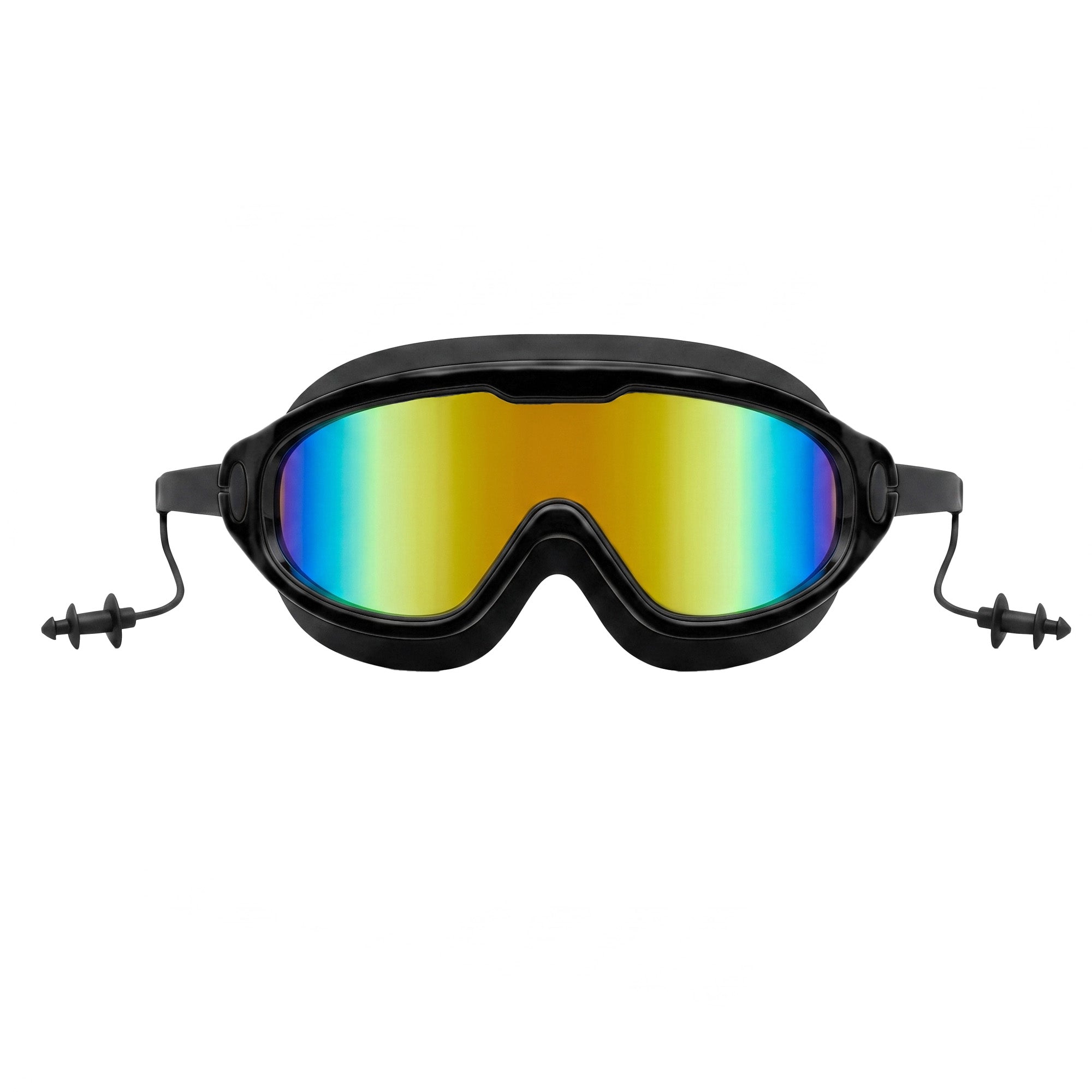 Adult Swimming Silicone PolyCarbonate Electroplated Goggles Mask Performance UV Protection Anti Fog — Black
