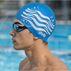 Kids Swimming Silicone Cap Wave Essentials — Blue